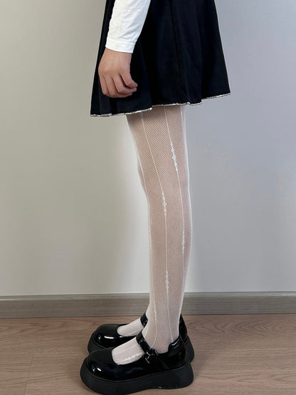 Black/White/Brown Striped Pattern Tights