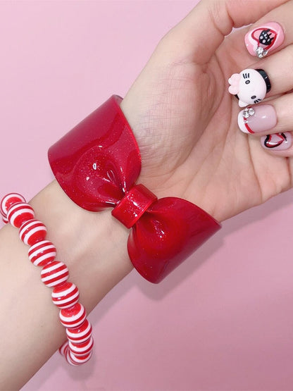 Red/White/Green/Rose Red Y2K Bowknot Cuff