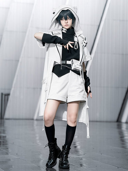White Cyberpunk Urban Techwear Ouji Lolita Shorts