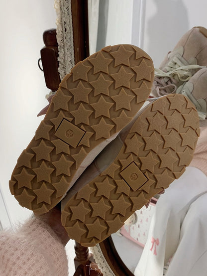 Pink Letter And Bear Decorated Front Lace-up Ties Sneakers