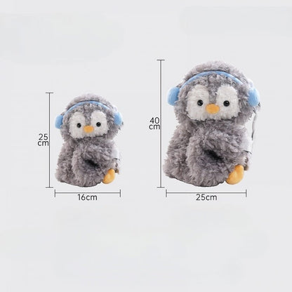 Light Gray Cute Penguin Plush Backpack/Crossbody Bag + 4 Options Keychain Middle/Large Size