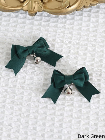14 Colors A Pair of Cute Bowknot Hairclips with Bell Charm
