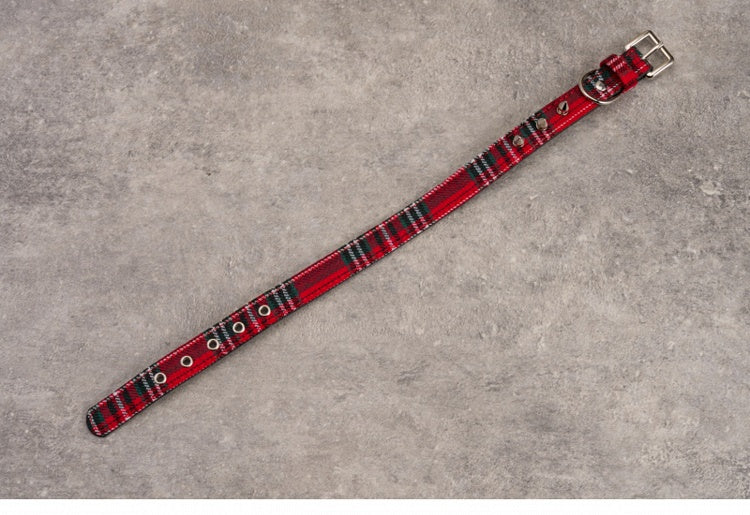 Gothic Red Plaid Studs Choker