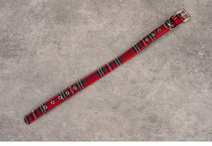 Gothic Red Plaid Studs Choker