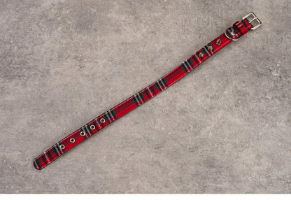 Gothic Red Plaid Studs Choker