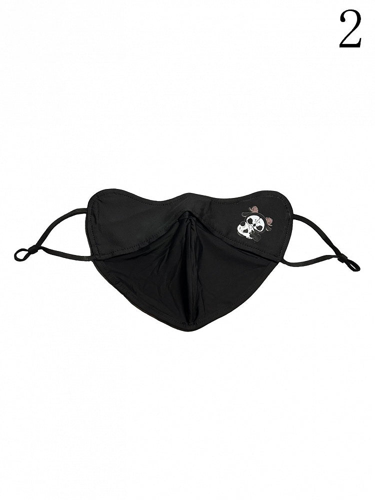 Black Gothic Sun Protection Mask With Black and White Grim Reaper Print