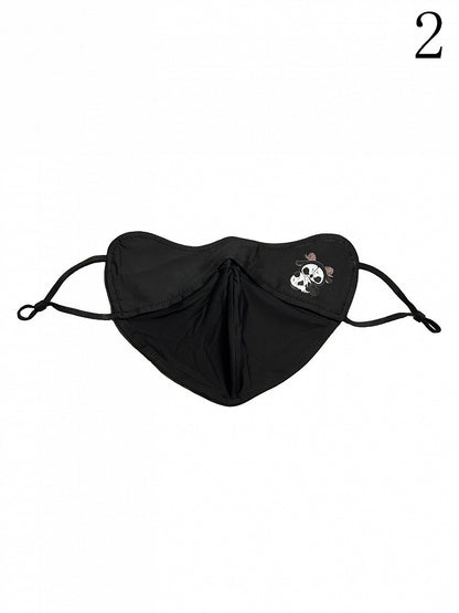 Black Gothic Sun Protection Mask With Black and White Grim Reaper Print