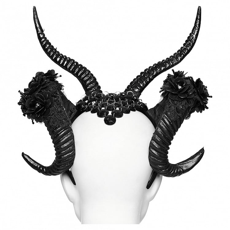 Black Goth Demon Horn Headwear