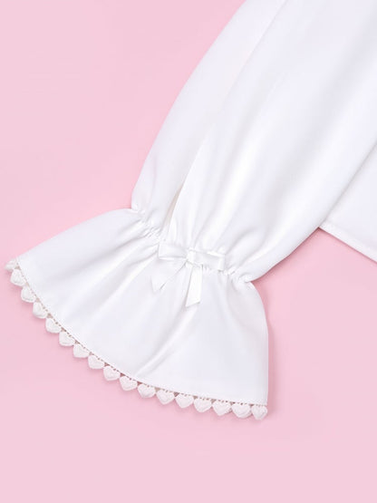 Open Shoulders Ruffle Off the Shoulder Long Sleeves White Blouse