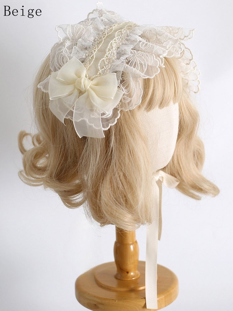 9 Color Options Sweet Lolita Bowknot Details Ruffled Hairband