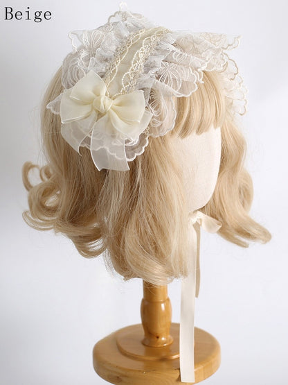 9 Color Options Sweet Lolita Bowknot Details Ruffled Hairband