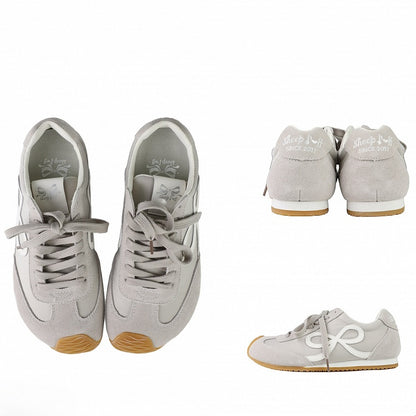 Gray Bowknot Design Front Lace-up Ties Sneakers