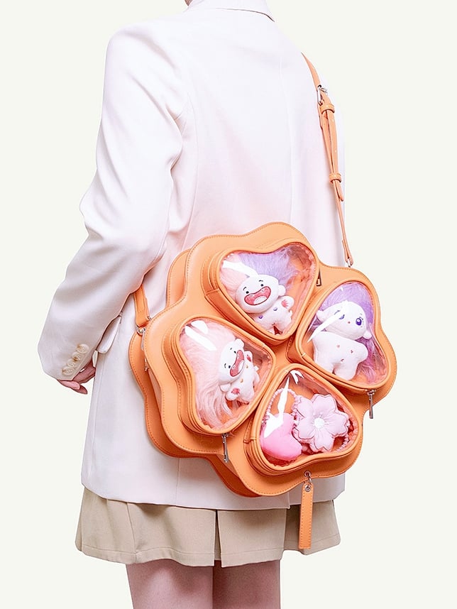 2-way Charming Orange Clover Ita Backpack In Kawaii Style