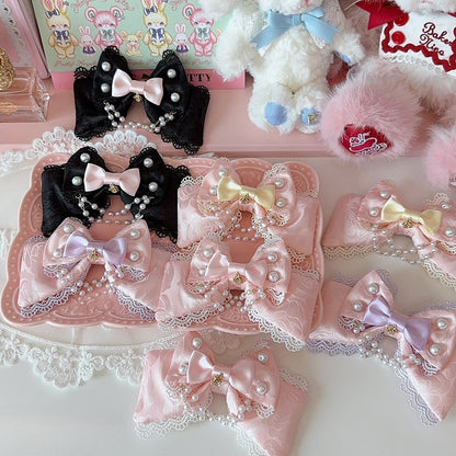 4 Color Options Beaded And Floral Charm Bowknot Hairclip