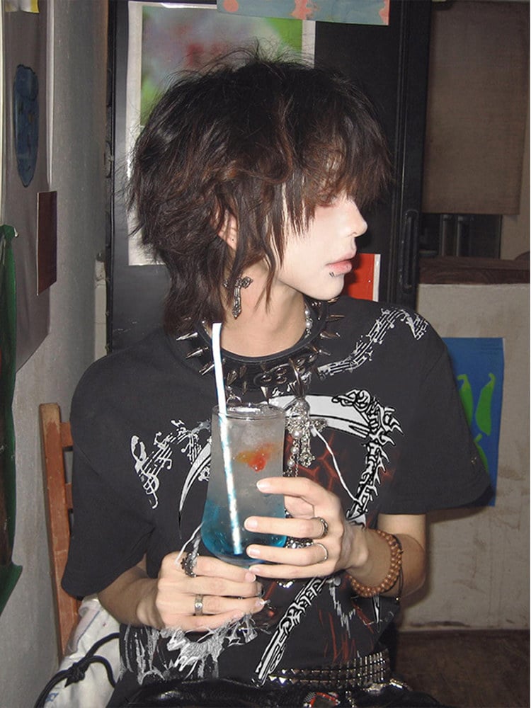 Dark Vintage Black T-Shirt with Grim Reaper Print