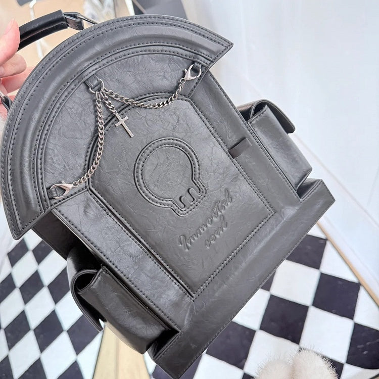 Gothic Black Skull Gravestone-Shaped Backpack