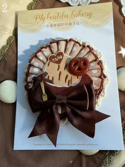 5 Options Bowknot Decorated Ruffled Cookie/Cake Brooch/Hairclip