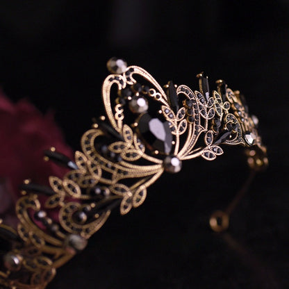 Black and Gold Gothic Punk Rhinestones Crown