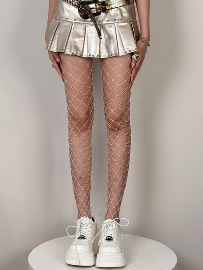 Black/White/Nude Y2K Star Decorated Fishnet Design Tights
