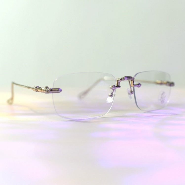 Silver Cyberpunk Rimless Glasses
