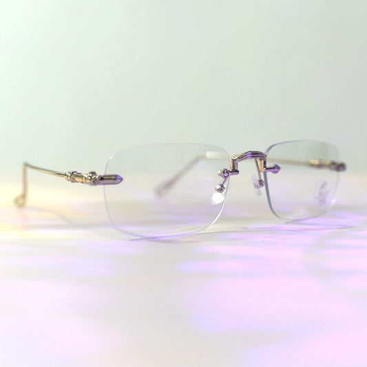 Silver Cyberpunk Rimless Glasses