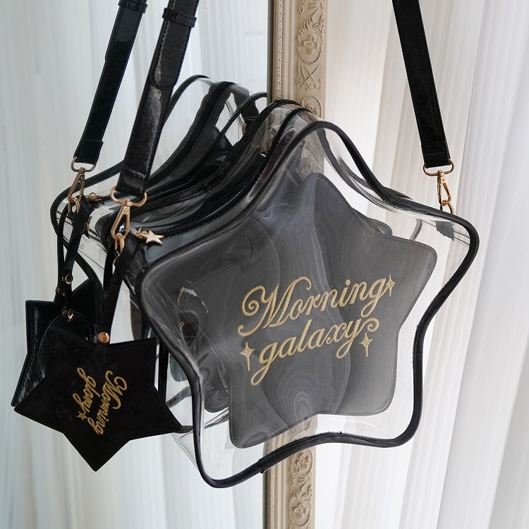 Black PU Star-shaped Ita Bag Set with Detachable Badge Charm