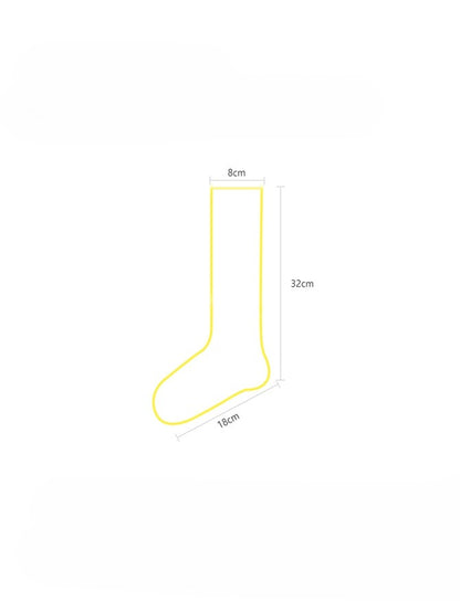 White/Black/Gray Beaded Charm Bowknot Details Calf Socks