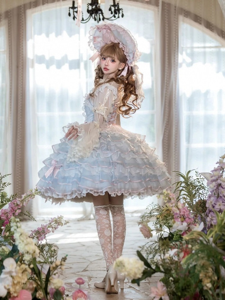 Beige Short Sleeves Blouse with Detachable Bell Sleeves