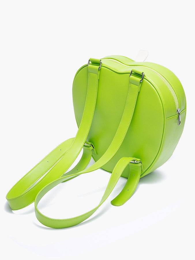 Chic Green Apple-Shaped Ita Backpack With White Belt And Bow Accents