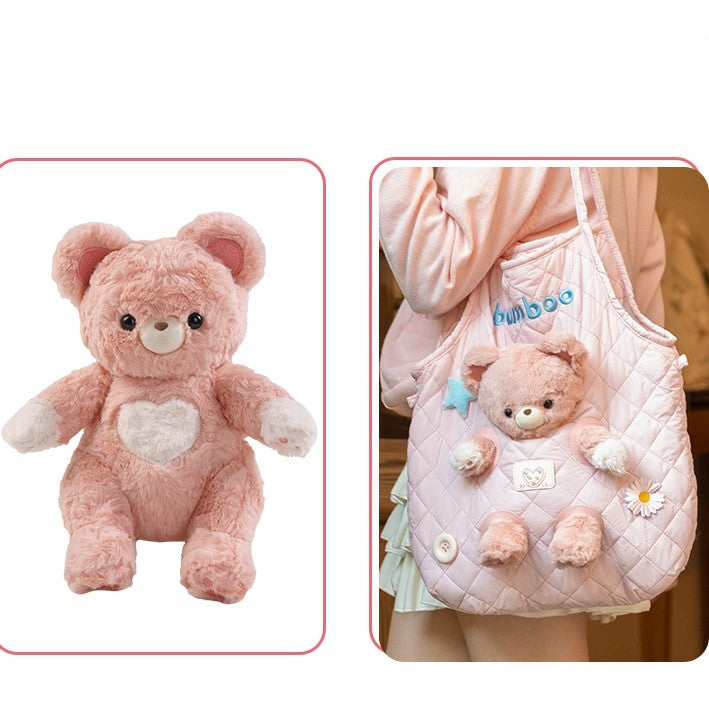 Pink Cut-out Design Crossbody Bag With 4 Options Detachable Plushie