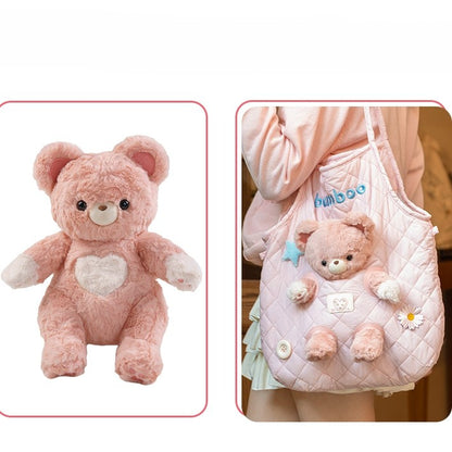 Pink Cut-out Design Crossbody Bag With 4 Options Detachable Plushie