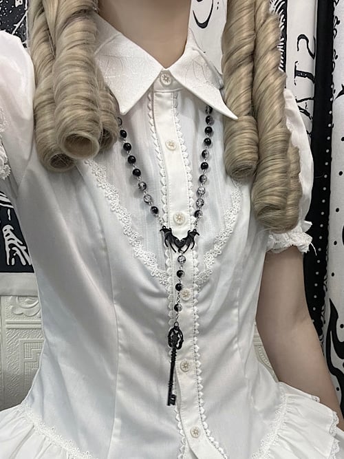 Black Gothic Punk Key Beaded Necklace