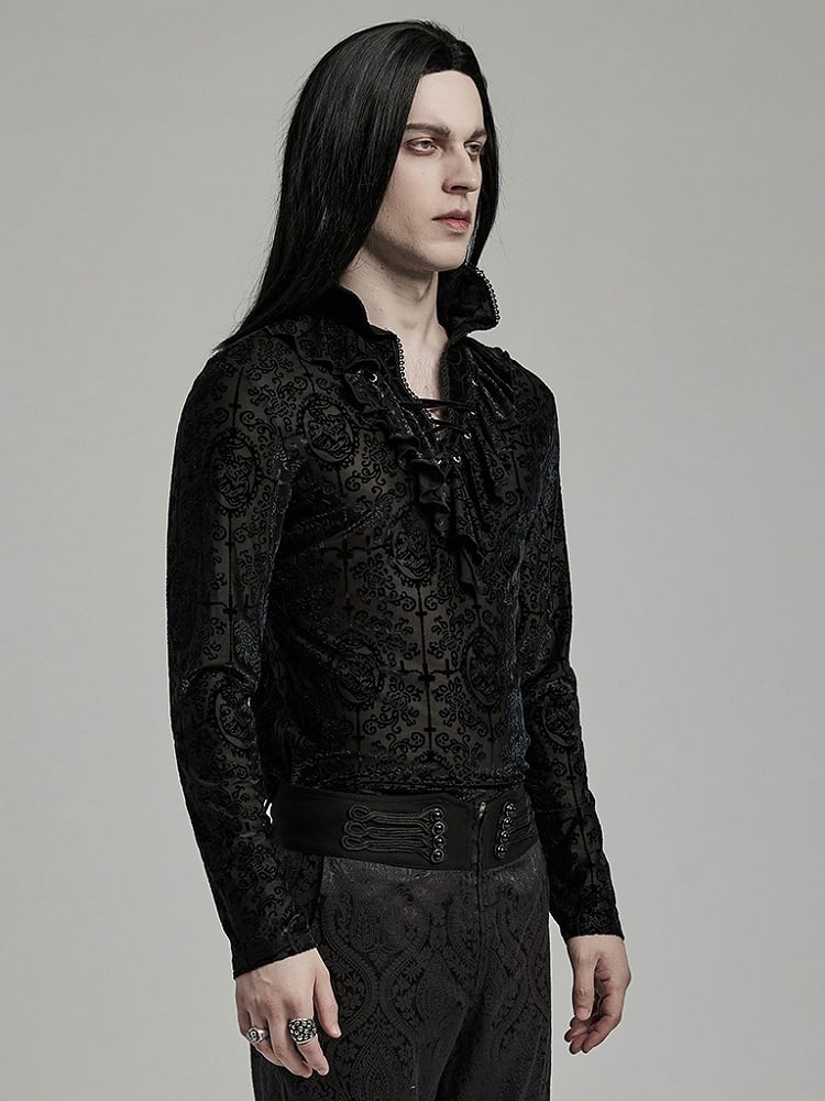 Black Goth High Collar T-shirt