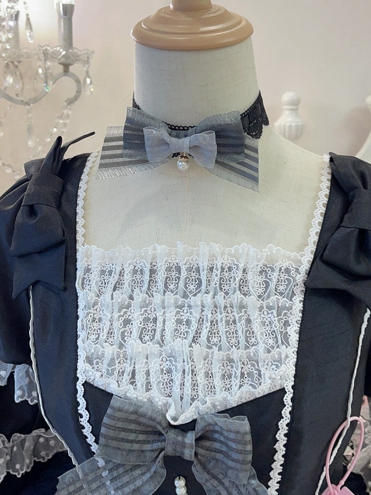 Gothic Gray Bowknot Choker