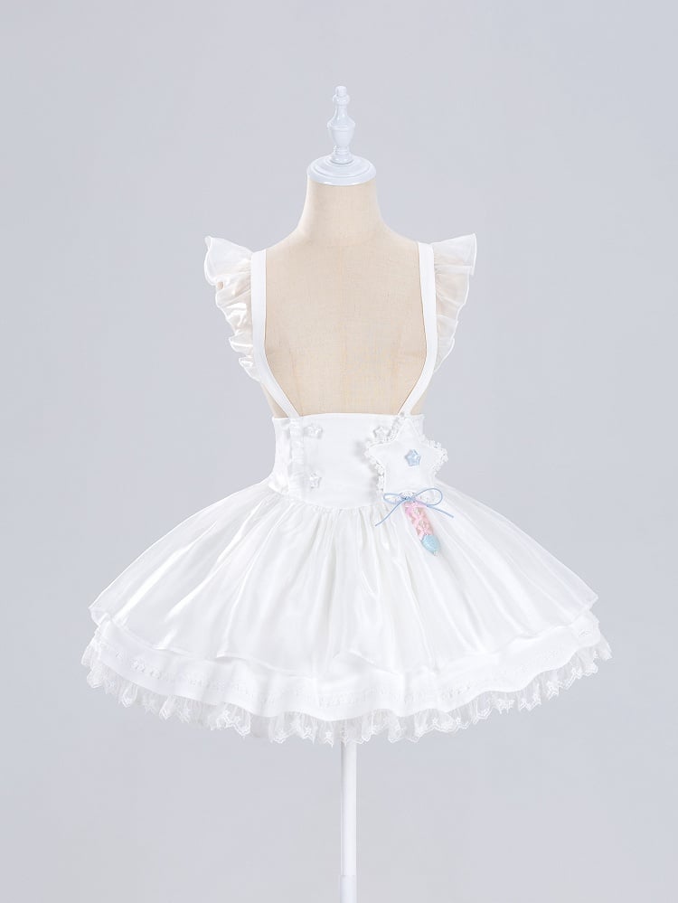 Pink / Blue Heart Charm White Padded Star Brooch