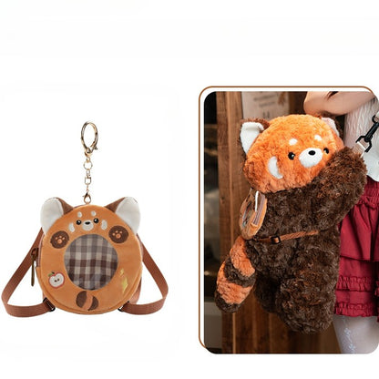Cute Red Panda Brown 40cm Plush Backpack/Crossbody Bag + Keychain