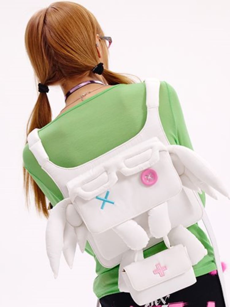 Black/White Yumi Kawaii Cross Elf Wings Bag