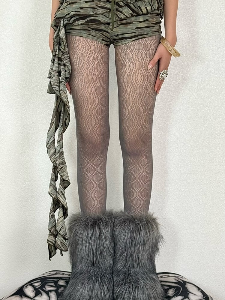 Brown/Gray/Black/White Y2K Tights