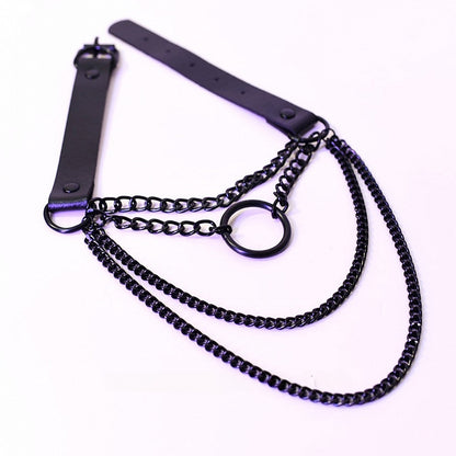 Black Cyberpunk Buckle Necklace + Silver Necklace