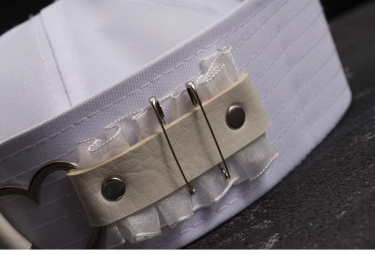 White Heart-shaped Ring Studs Pins Lace Sailor Hat