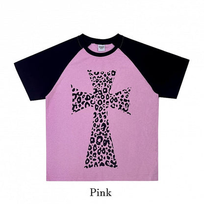 6 Colors Colorblock Design Loose Graphic T-Shirt