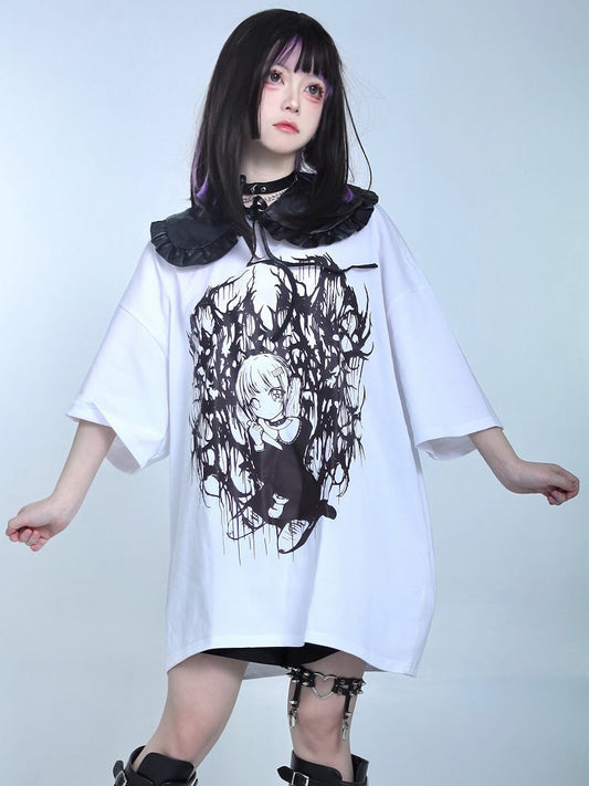 Black Jirai Kei Ruffles Trim Detachable Collar