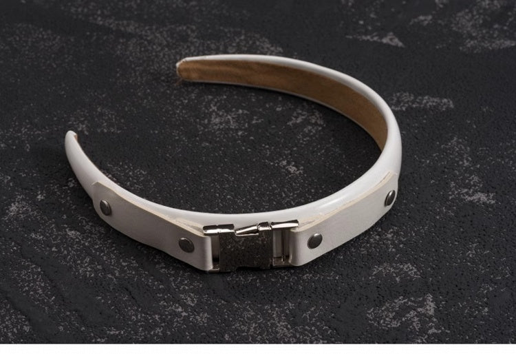 White Handmade Metal Buckle PU Studs KC