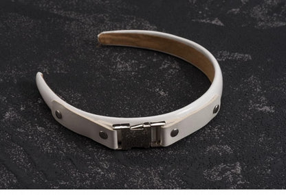 White Handmade Metal Buckle PU Studs KC