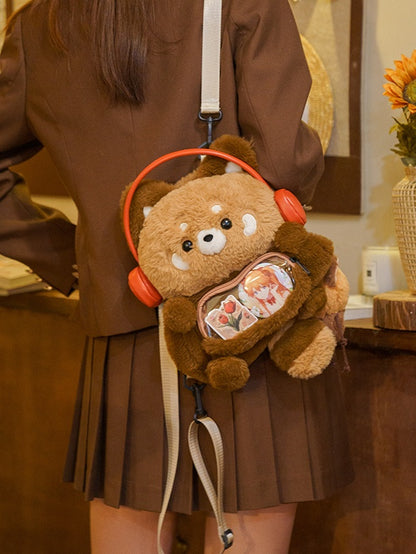 Brown Cute Red Panda-shaped Plush Backpack Middle/Large Size