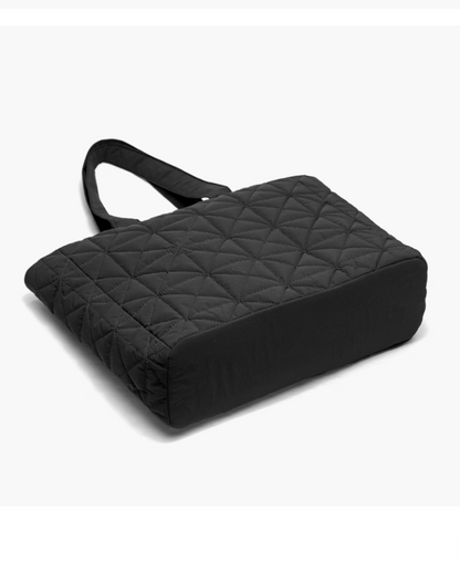 Elegant Black Diamond-Stitch Tote: Roomy & Lightweight