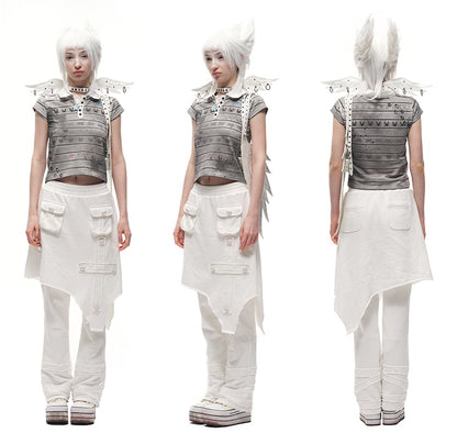 White Rhinestone and Stud Details Angel Wing PU Shoulder Bag