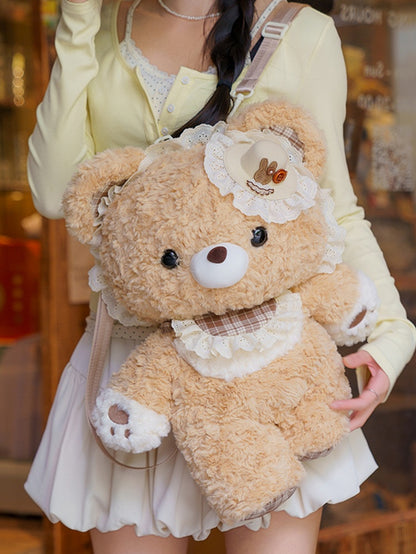 Khaki 50cm Plush Bear Backpack Detachable Shoulder Straps