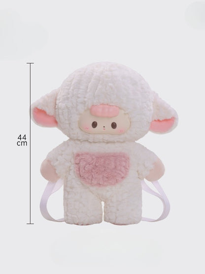 White&Pink 44cm Plush Lamb Backpack Detachable Shoulder Straps