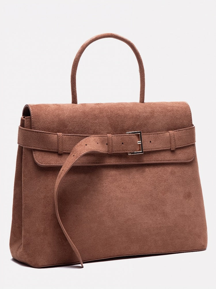 Elegant Vintage Brown Bag With Buckle Closure